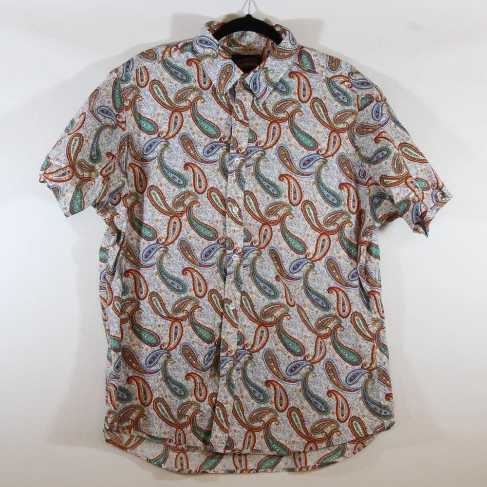 Daniel Cremieux Premier Denim Multicolor Paisley Men's Short Sleeve Shirt - Picture 1 of 5